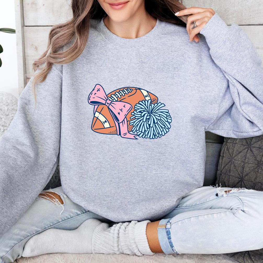 Football Design With Pink Bow Sweatshirt