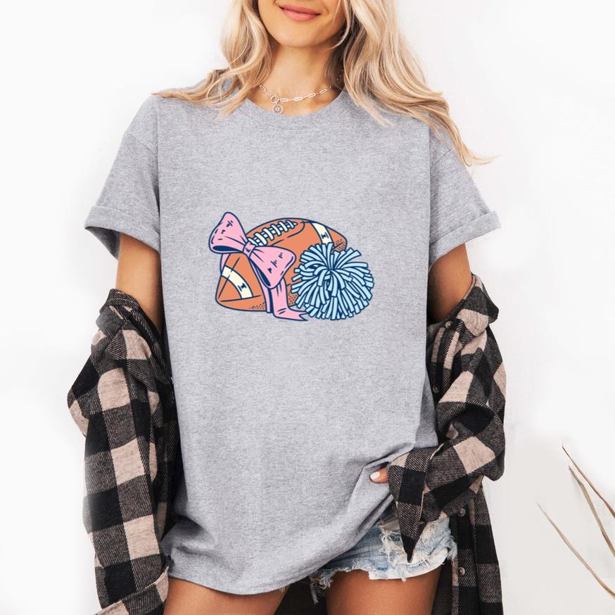 Football Design With Pink Bow T-Shirt