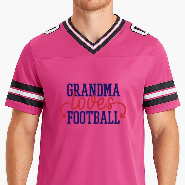 Grandma Loves Football Red Blue Design JK Football Jersey - Image 3