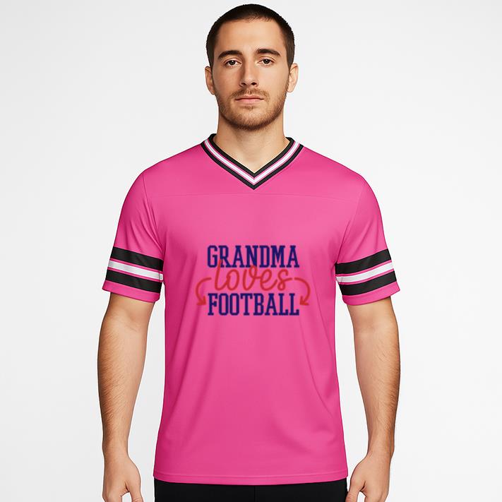 Grandma Loves Football Red Blue Design JK Football Jersey - Image 4