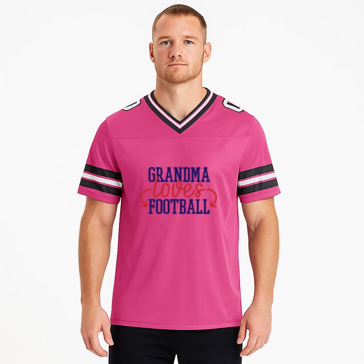 Grandma Loves Football Red Blue Design JK Football Jersey - Image 2