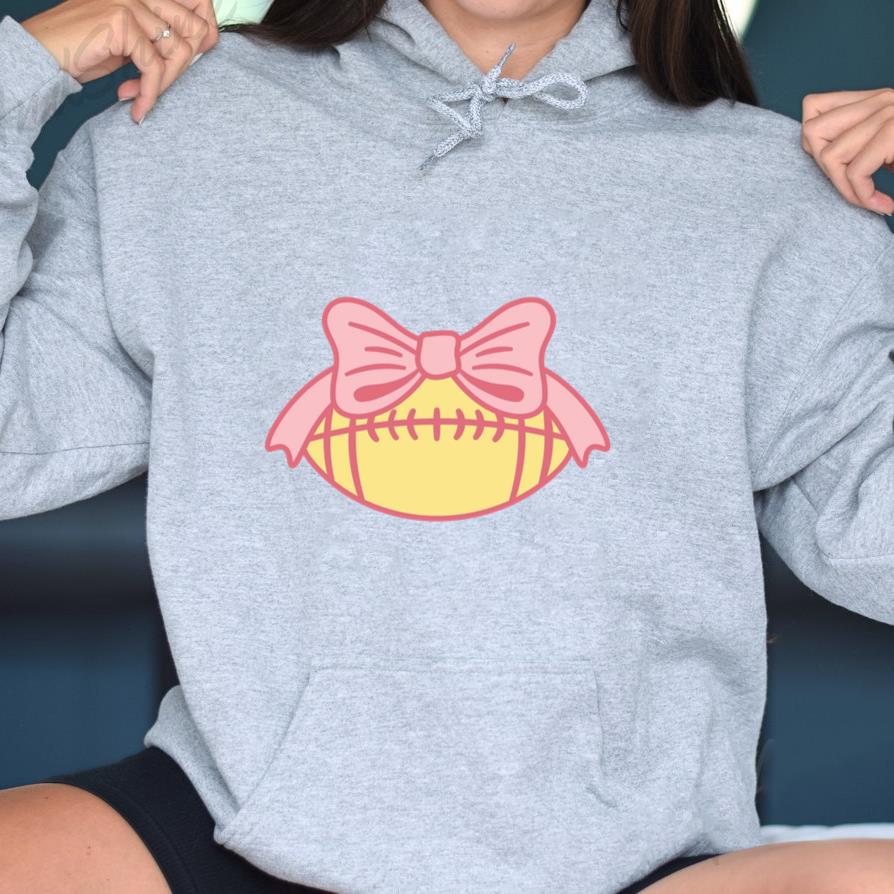 Pink Bow Football Design Hoodie